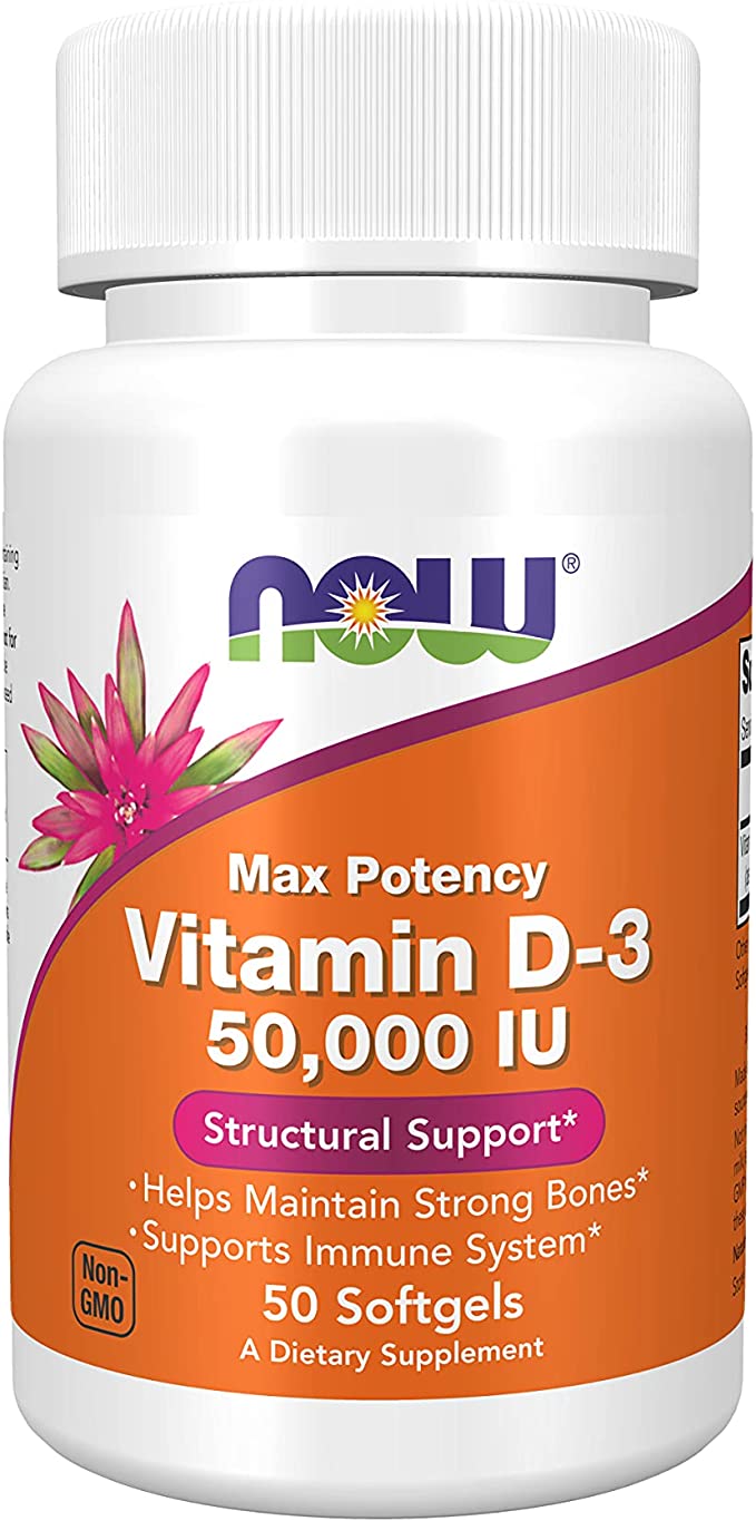 NOW Vitamin D3-50000 IU, 50 капс. — купить по низкой цене